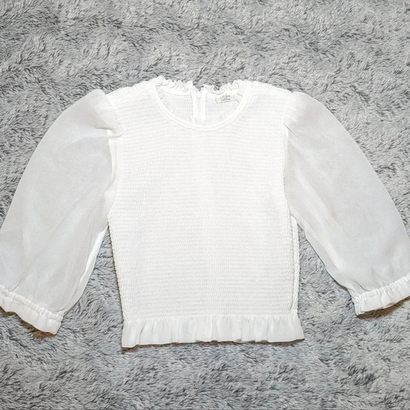 Aritzia White Tempest Blouse Long Sleeves XXS Sheer - Picture 4 of 9